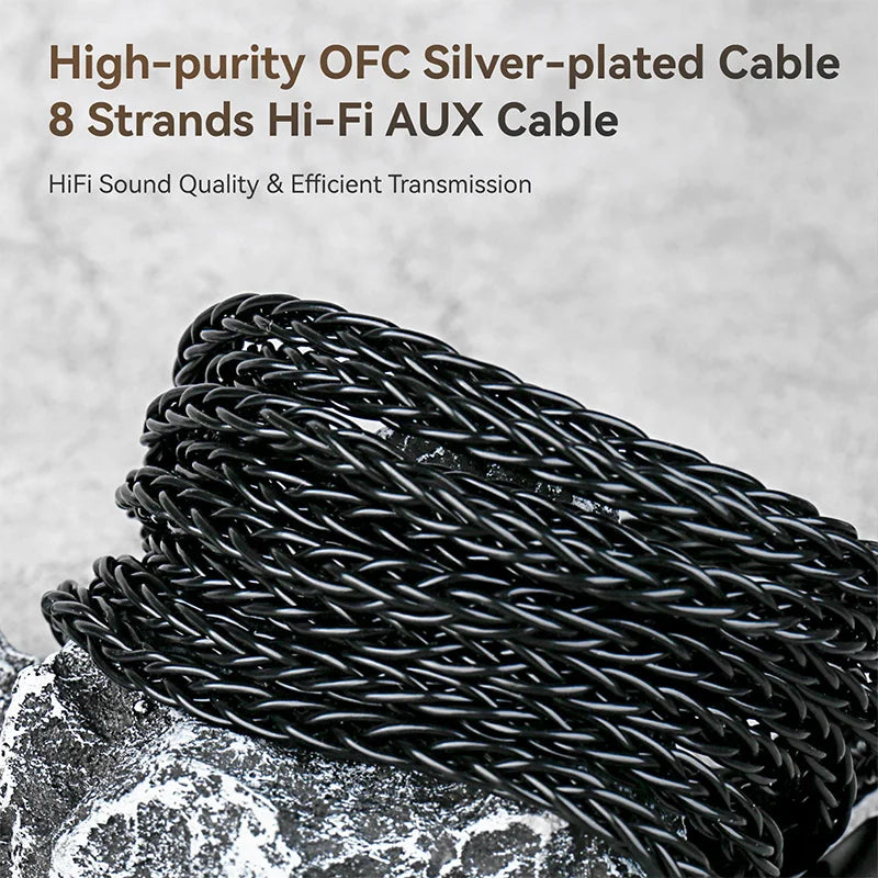 KBEAR AUX08 Plus 8 Core High-purity OFC Silver-plated Hi-Fi AUX Cable 3.5MM/2.5MM/4.4MM for Phone/Computer to Portable Speaker