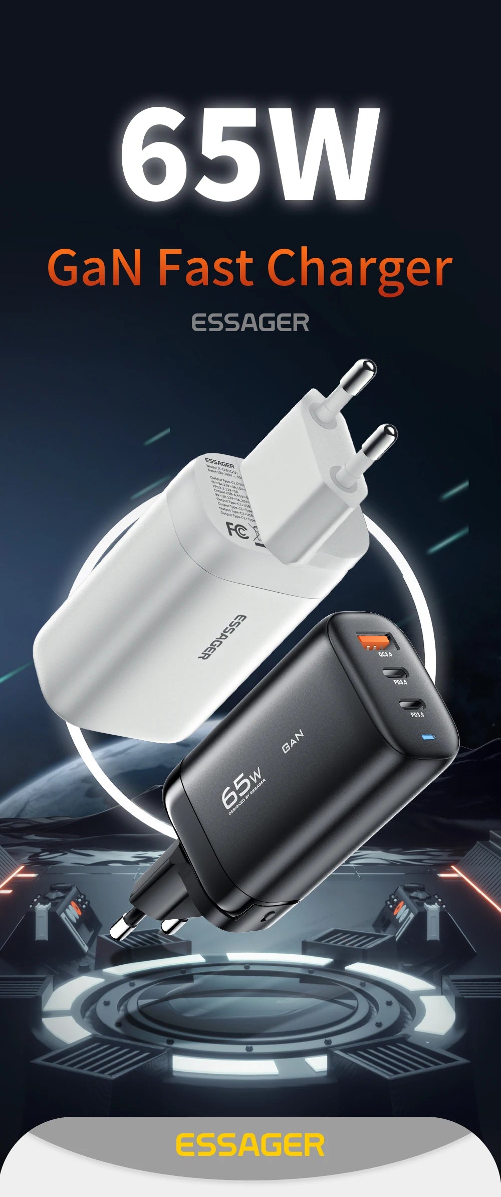 Essager 65W GaN USB Type C Charger For Laptop PPS 45W 25W Fast Charge For Samsung Xiaomi Realme mobile iPhone15 14 13 Pro Phone
