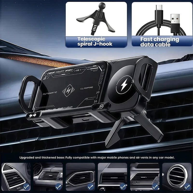 Car Wireless Phone Holder Fast Charging Air Vent Mount Screen Phone Stand for Samsung Galaxy Z Fold 6 5 Flip 4 3 Tablet Holder