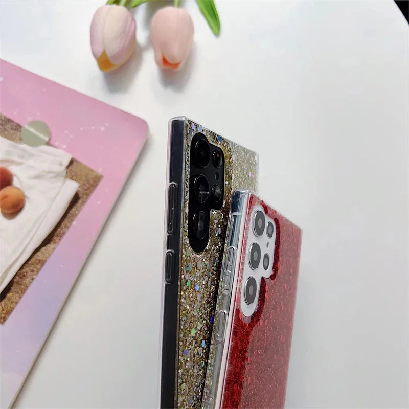 Shining Sequins Cases For Samsung Galaxy S25 S24 S23 S22 S21 S20 FE Plus Note 20 Ultra A13 A33 A53 A73 A22 A32 A42 A52 A72 Cover