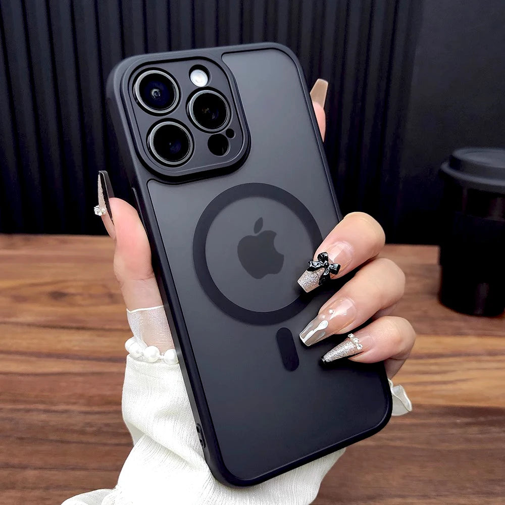 Luxury Matte Hard Case For iPhone 17 16 15 14 13 18 Pro Max 16Pro For Magsafe Mag Safe Wireless Charge Anti-fingerprint Cover