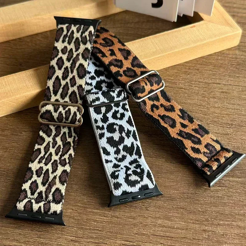 Leopard Band for Apple Watch Series 11 10 9 8 7 6 SE ultra 3 2 bracelet Adjustable Nylon Straps iWatch 44-42MM 46MM-45-49-41mm