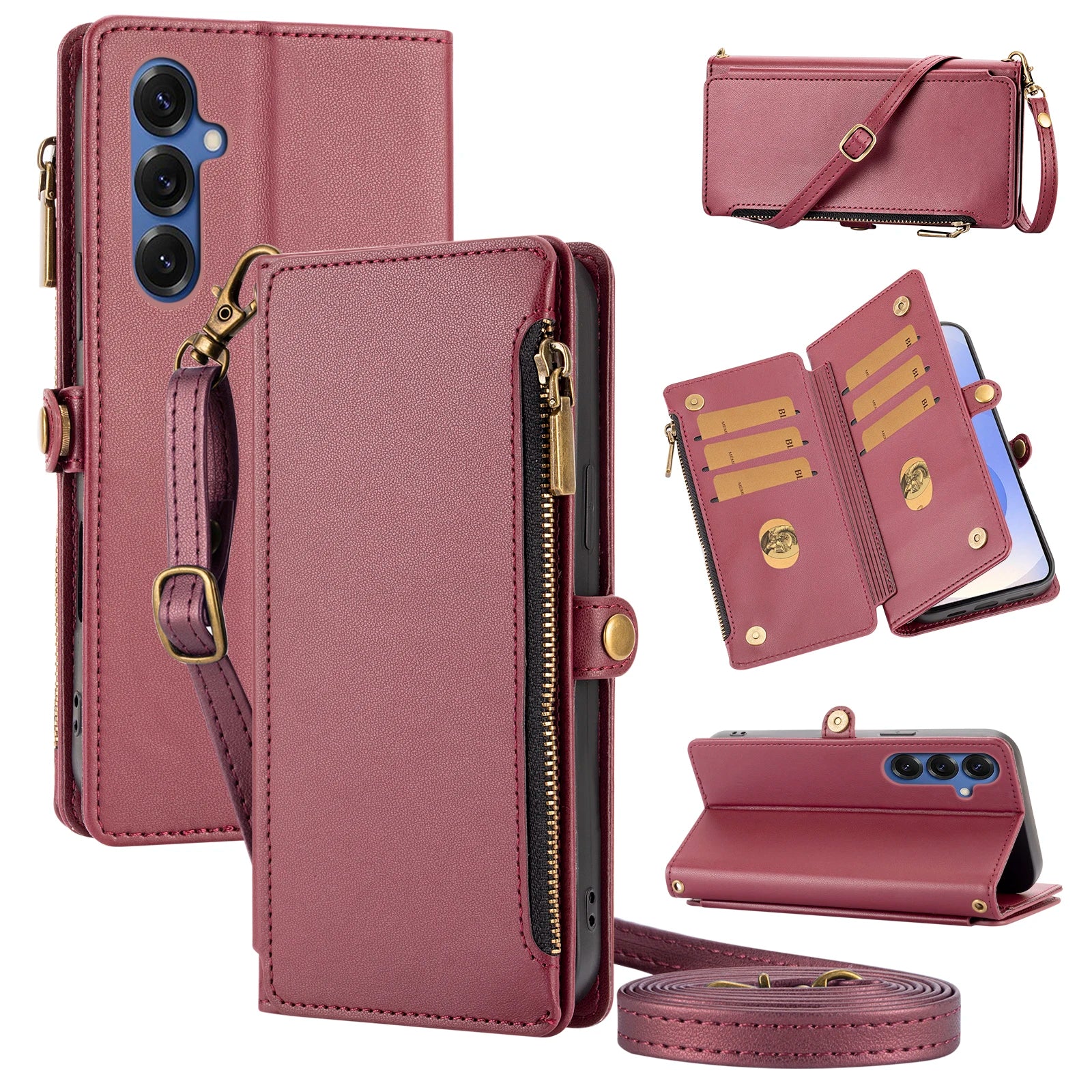 For Galaxy Galaxy S25 Ultra S24/S23/S22/S21/S20/S10/S9 Mobile Phone Case Flip Wallet Style with Multiple Card Slots for Coins and Cards Faux Leather Phone Protective Cover