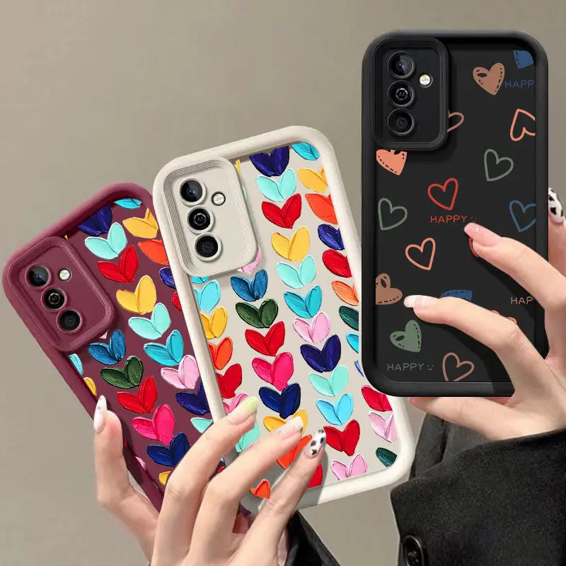 Colorful Love Heart Silicone Phone Case For Samsung Galaxy M34 M31 M51 M30S M23 M20 M11 M15 J4 J6 Plus J8 A10 A01 A02 S20 Ultra