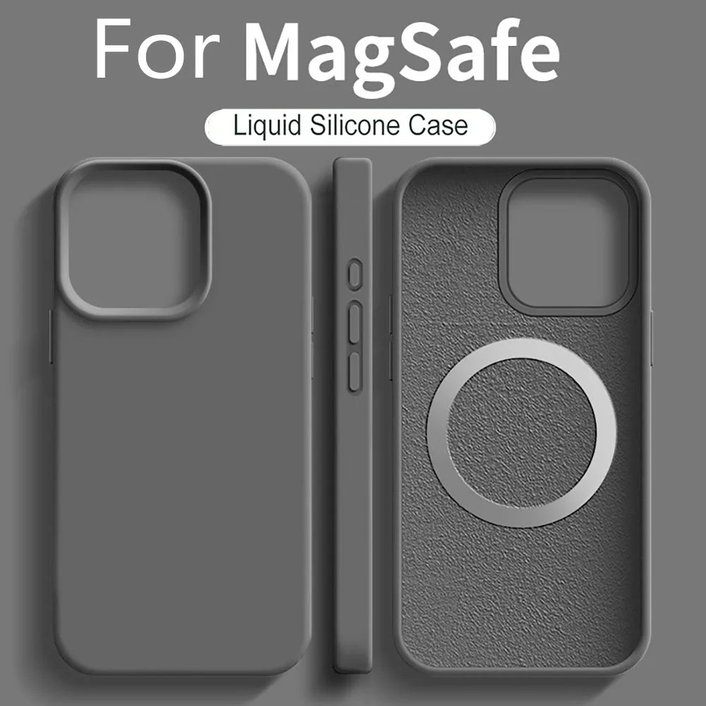 For Magsafe Liquid Silicone Magnetic Phone Case For iPhone 17 16 15 13 14 Pro Max Plus Cover For iphone 17 Pro Max Accessories
