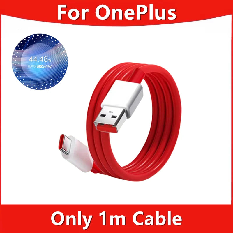 EU Plug 80W Ultra Fast Charger For OnePlus 8 9 10 11 12 13 Nord 2 2T N200 N300 5G OPPO Realme Type C USB SuperVooc Charge Cable
