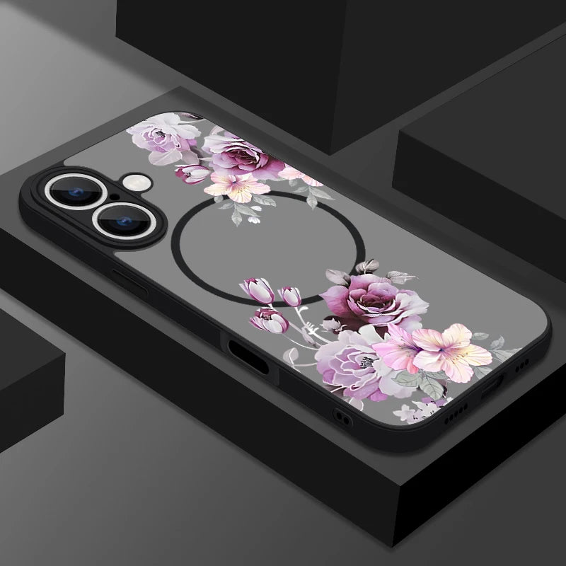 Translucent Matte Phone Case For iPhone 17 17e 16e 16 15 Pro 14 13 Pro Max For Magsafe Colorful Small Flowers Print Back Cover