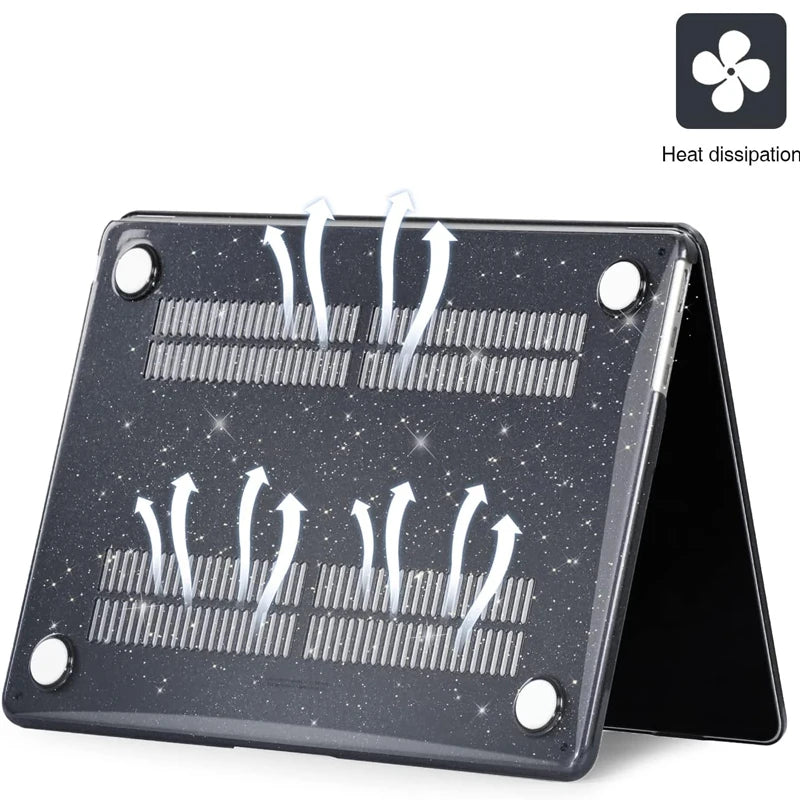 Case For MacBook Air 15 inch M5/M4/M3/M2 2026-2023, Sparkly Clear | Glitter Design for Mac Air 13.6-inch, Lightweight Hard Case