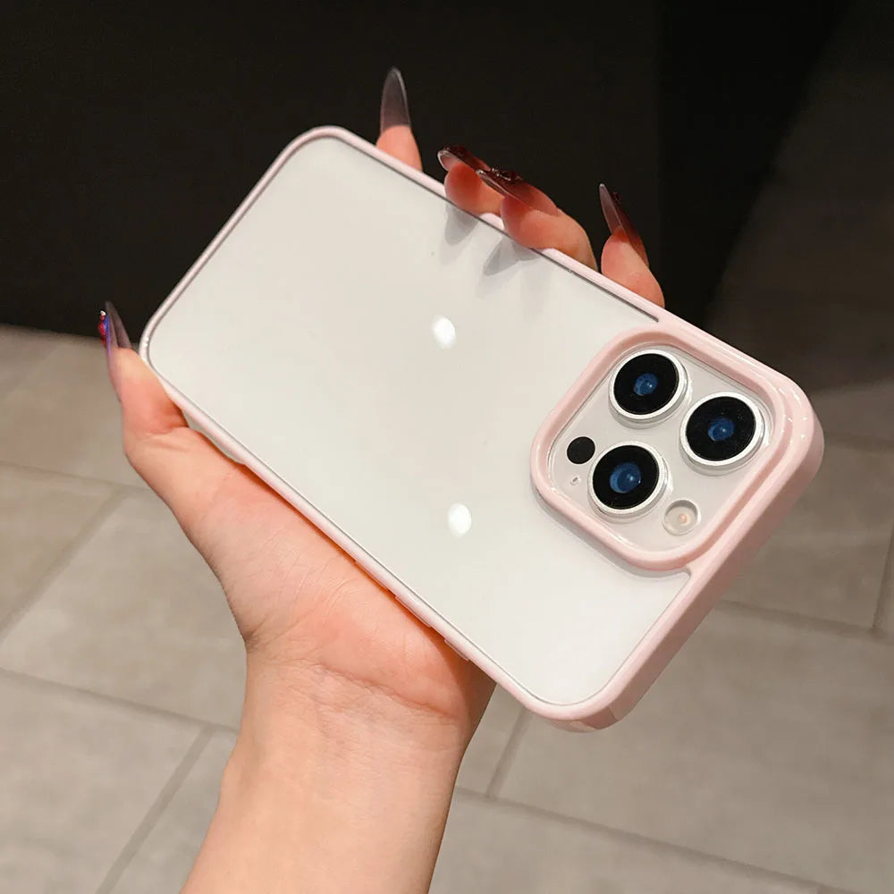 Luxury Candy Color Transparent Phone Case For iPhone 11 12 13 14 15 16 E Pro Max Plus Clear Acrylic Bumper Back Cases Cover