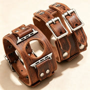 Genuine Leather Band For Apple Watch Ultra 3 4 49mm Strap 45mm 44mm 46mm Double Metal Buckle Bracelet iWatch Series 12 11 10 SE