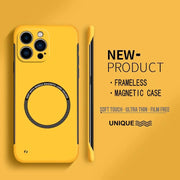 Ultra Thin Hard PC Magnetic Frameless Phone Case For Magsafe iPhone 17 16 15 14 Pro Max 13 Mini Air 16e Matte Color Solid Cover