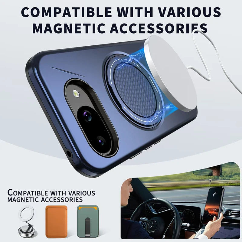 High Quality Solid Color Frosted Invisible Bracket For Magsafe Magnetic Phone Case For Google Pixel 10 9 Pro XL 10A Back Cover