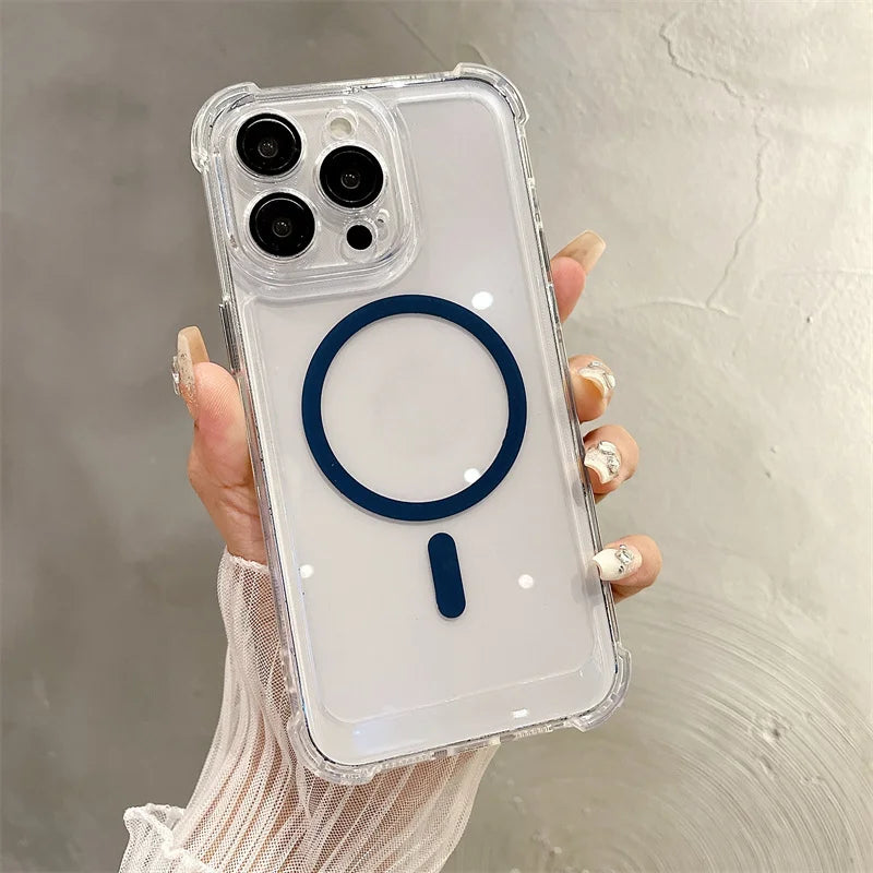 Wireless Charge Case For iPhone 17 16 15 14 13 12 11 Pro Max Magnetic For Magsafe Phone Cases For iPhone Air 15 14 16 Plus Cover