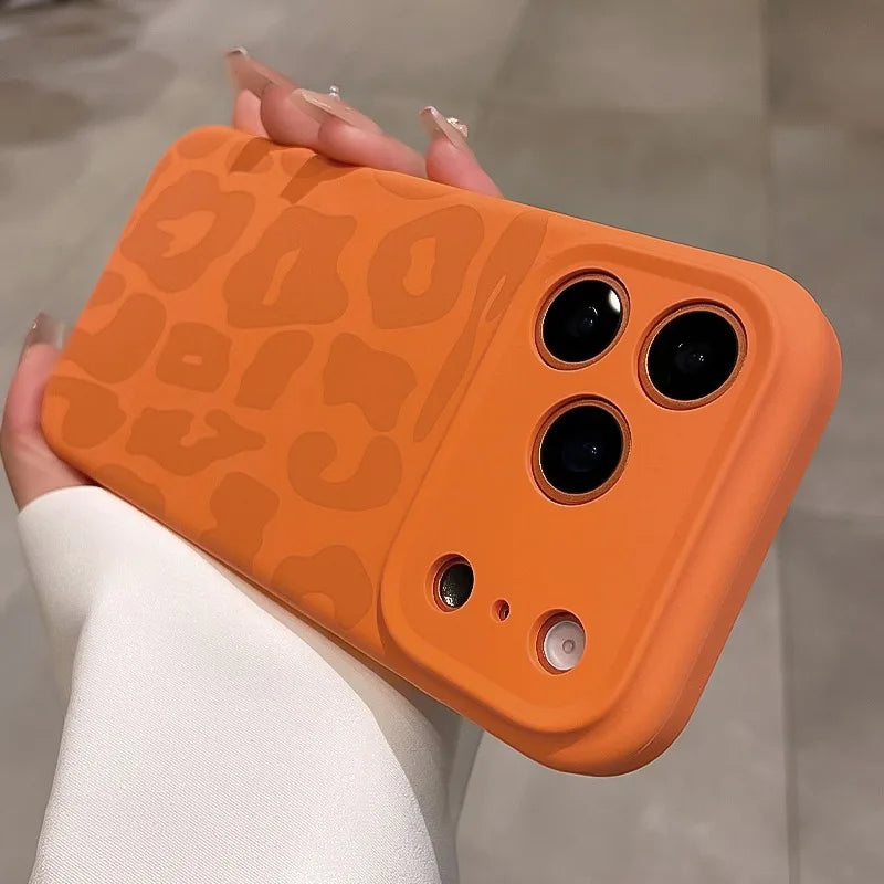 Leopard Pattern Liquid Silicone Case for iPhone 17 16 Pro Max Air 14 15 Plus 11 12 Camera Control Button Soft Shockproof Cover