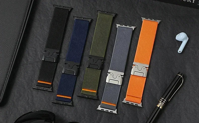 Elastic Nylon Strap for Apple Watch band Ultra 2 49mm 46-42-45mm 41-44mm parachute buckle Bracelet IWatch Series 10 9 8 7 6 SE