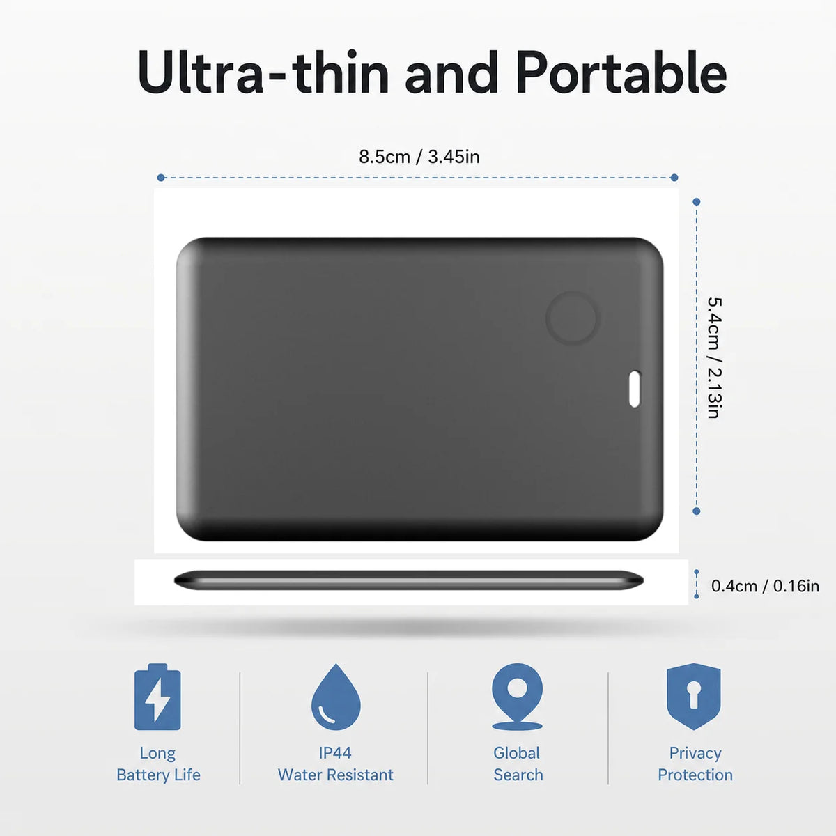 Ultra Thin Wallet Tracker Card, Works with Apple Find My & Android, Bluetooth Anti-Lost Item Locator for Luggage Passport Bag