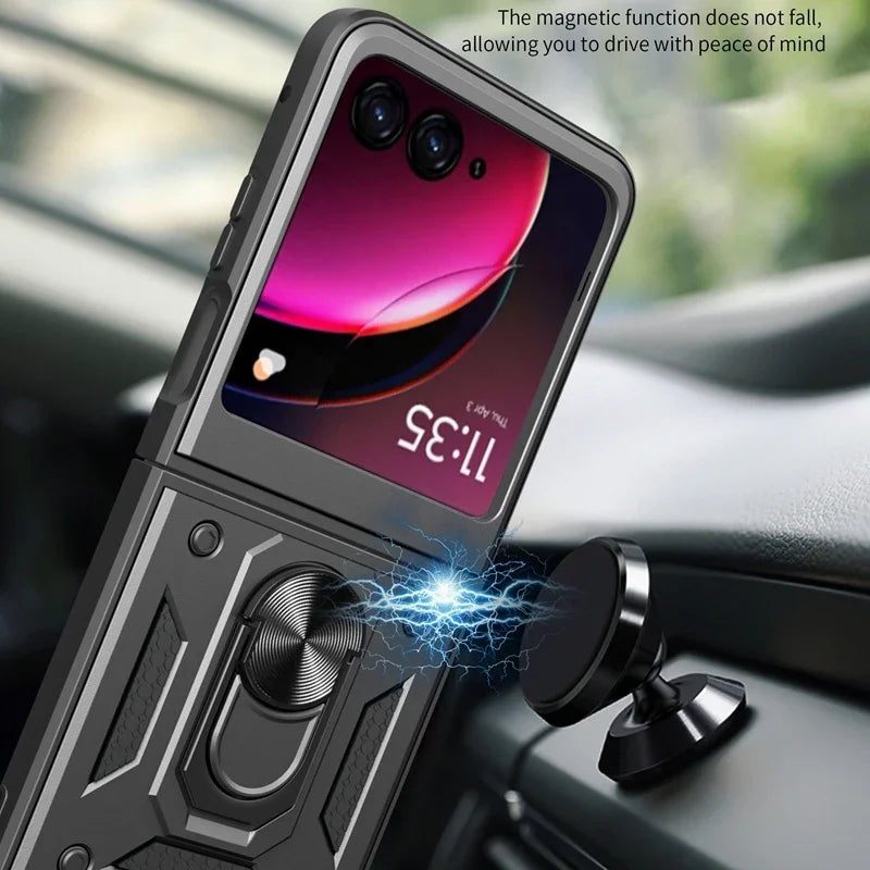 Armor Shockproof Case For Motorola Razr 60 50 40 Ultra Moto Razr+ Plus 2025 2024 2023 Cover With Ring Stand Holder Coque Fundas