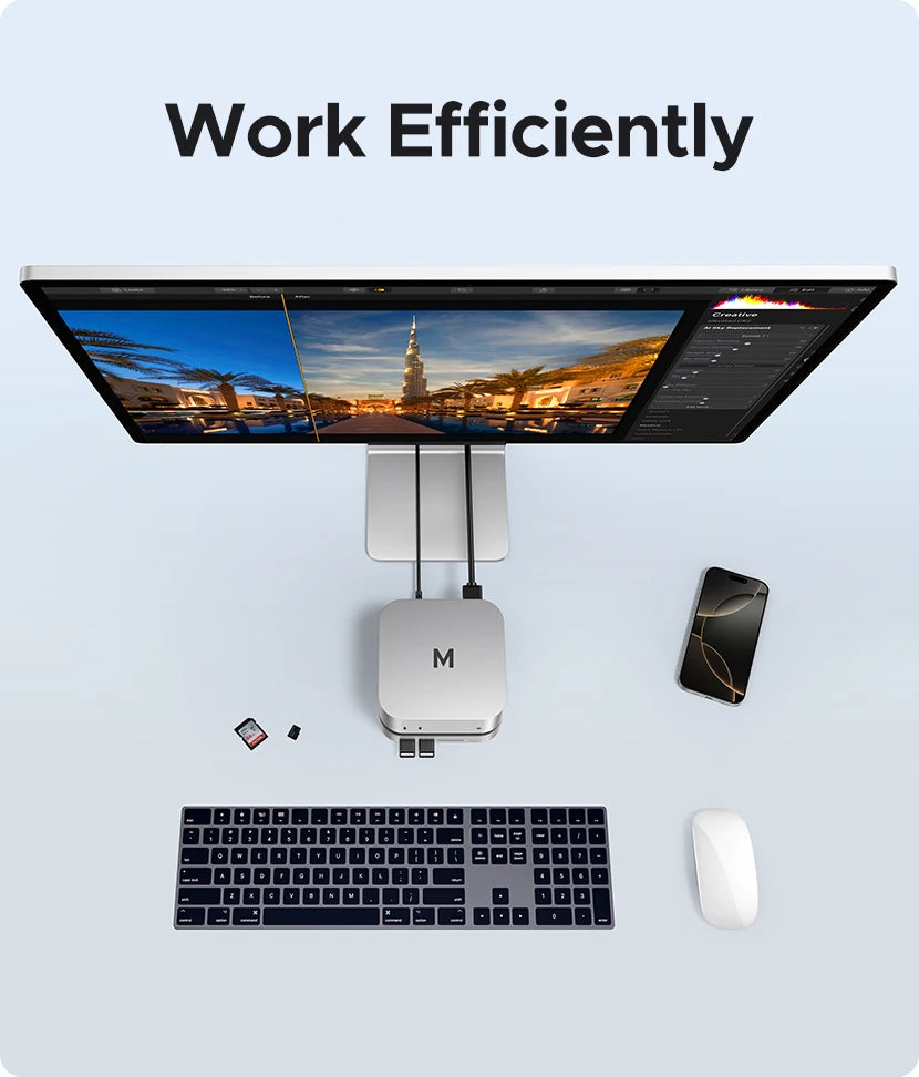 UGREEN Mac Mini Docking Station USB HUB Type-C to DP 4K240Hz M.2 NVMe SSD Slot 10Gbps SD&TF 3.5MM for Mac Mini M4/M5Pro/M6Stand