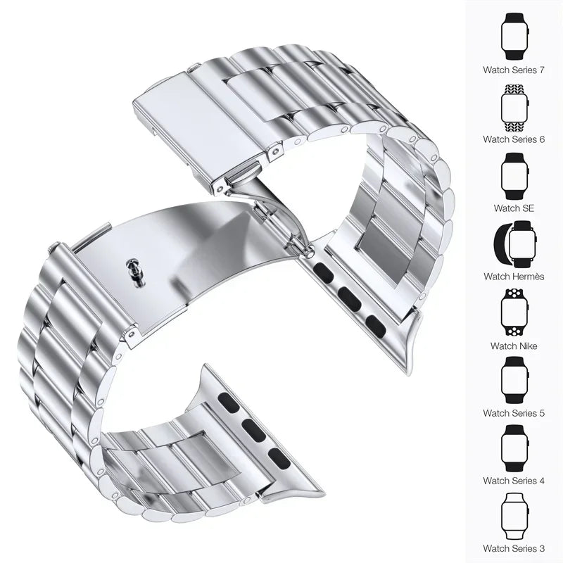 Stainless Steel Straps for Apple Watch Ultra 3/2/1 49mm 45mm 44mm 42mm-40mm-41mm-46mm Metal band series 11 10 9 8 7 6 5 4 3 se3