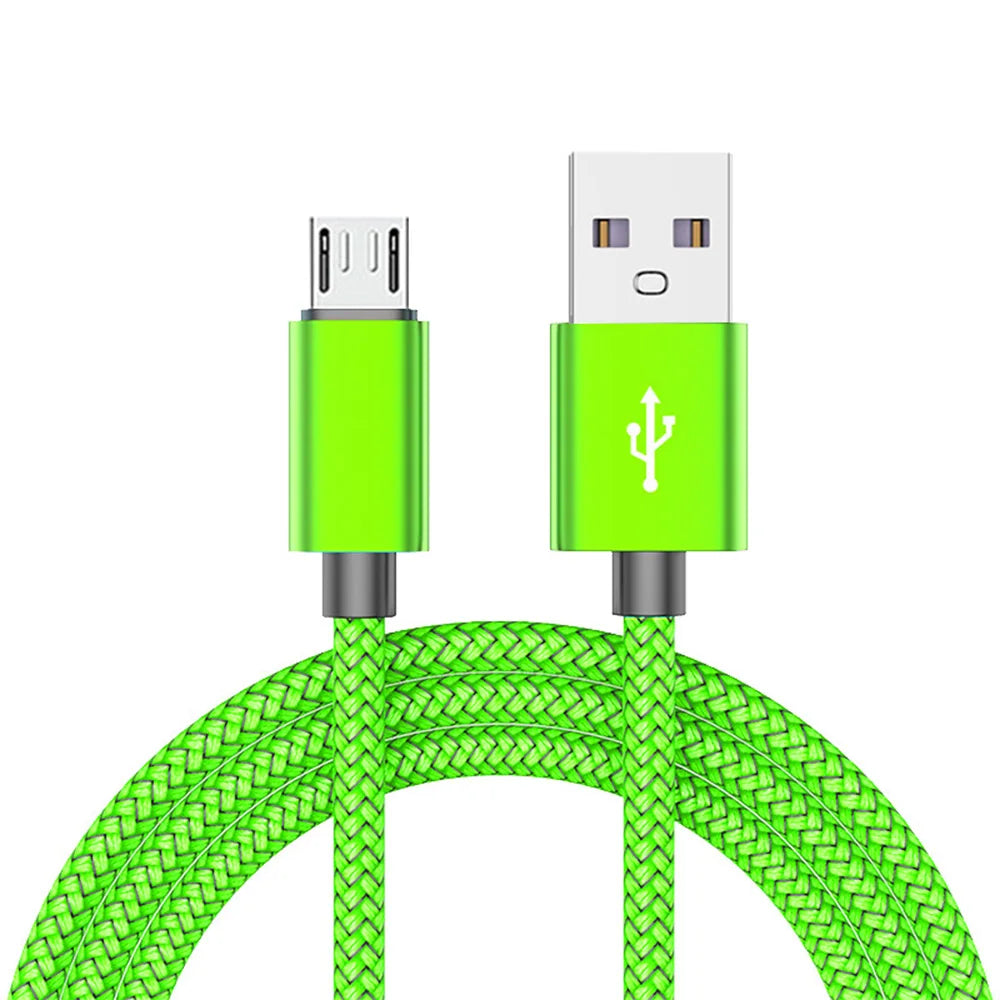Micro USB Cable Data Sync 2A Fast Charging 1M 2M 3M Nylon Braided Charger Cable For Samsung Huawei HTC Android USB Micro Phone