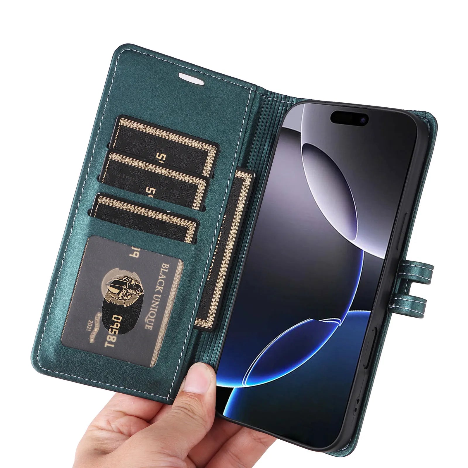 Business Leather Flip Phone Case for iPhone 17 Pro Max Air 16E 16 15 14 13 12 11 Pro XS XR Max Plus SE Card Wallet Pocket Cover