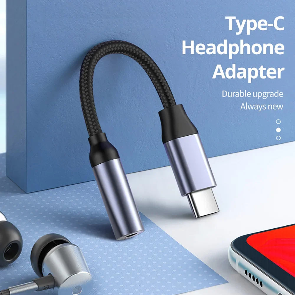 Type C To 3.5mm Jack Headphone Adapter Audio Adapter for iPhone Huawei Xiaomi Samsung Galaxy S24 USB C To 3.5 mm Audio Aux Cable