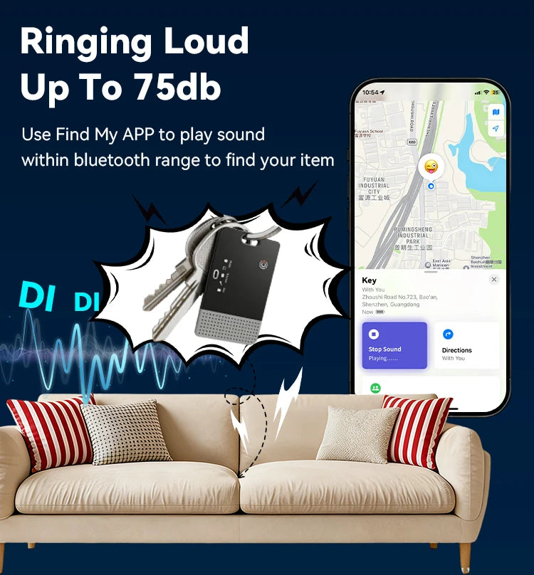 RSH Thin Wallet Card Tracker Wireless Charging Smart Tag Bluetooth Air Tag for Apple Find My APP IOS Keys Suitcase Bag Locator