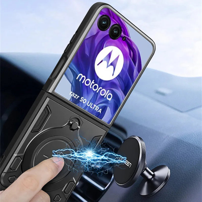 Heavy Duty Protective Magnetic Cover For Motorola Moto Razr 70 60 50 40 Ultra Razr+ 2026 2025 2024 Case With Ring Holder Stand