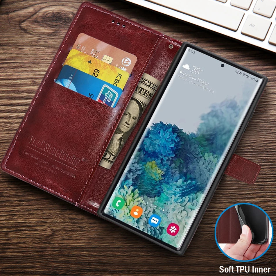 Flip leather wallet case for Samsung Galaxy S26 Ultra S26+ S26Ultra S25 S24 S24FE 5G S23 FE S22 Plus S23Ultra S24Ultra S25Ultra