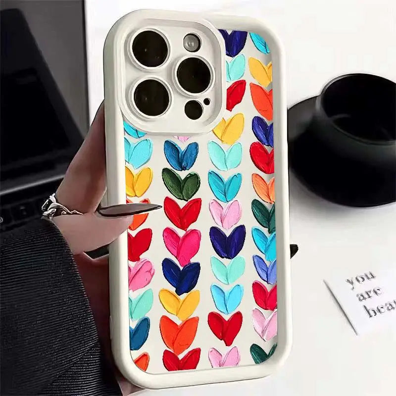 Colorful Love Heart Silicone Phone Case For Samsung Galaxy M34 M31 M51 M30S M23 M20 M11 M15 J4 J6 Plus J8 A10 A01 A02 S20 Ultra