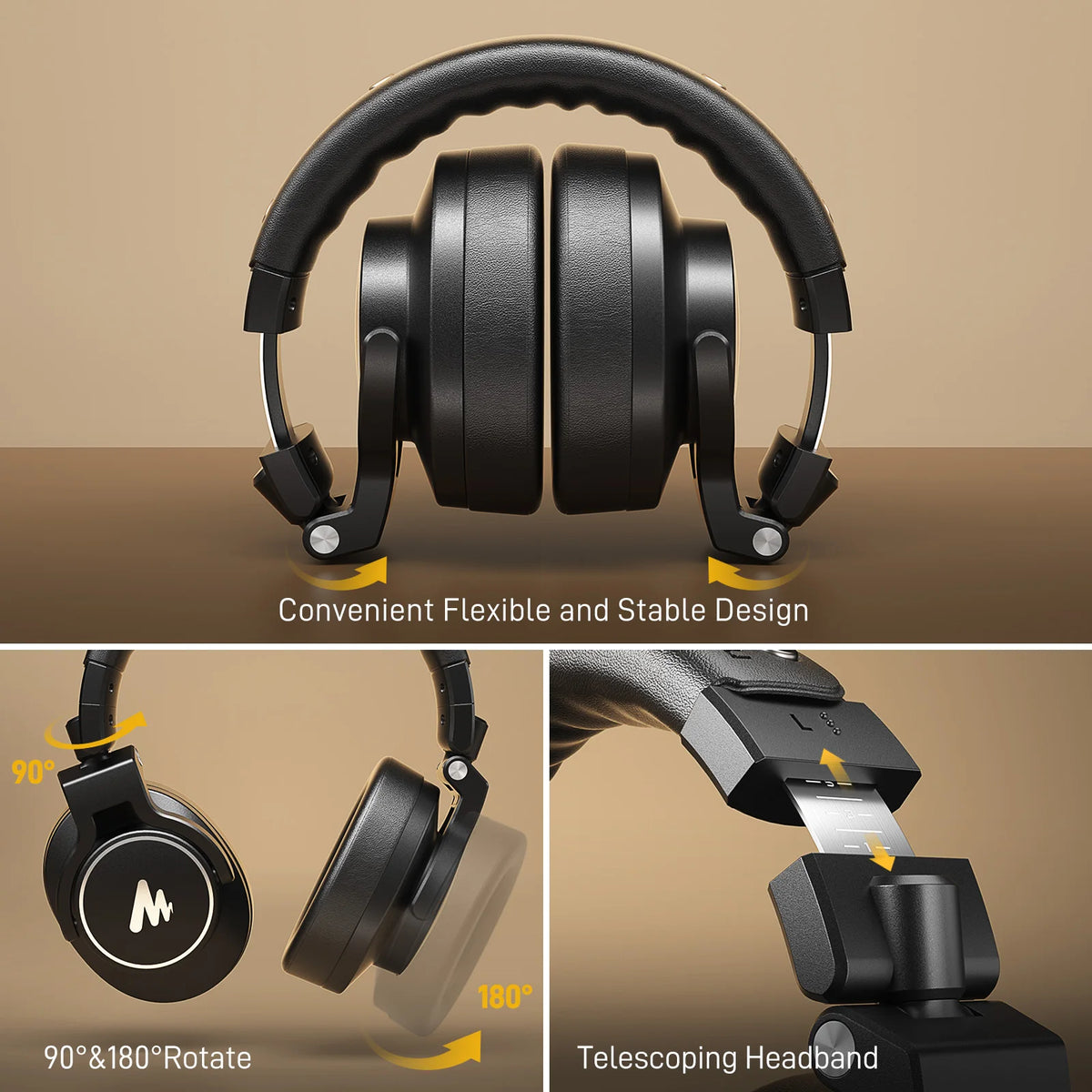 MAONO MH700 Studio Monitor Headphones Mixing DJ Headphone 50mm Driver Professional Over Ear Wired Headset for Recording Podcast