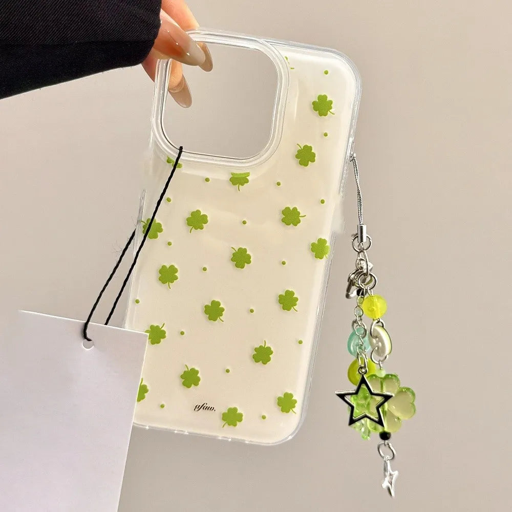 Summer Green Lucky Four-Leaf Clover Phone Case For Samsung Galaxy S25 S24 S23 S22 S21 S20 FE Note20 Edge Plus Ultra Lite 5GCover