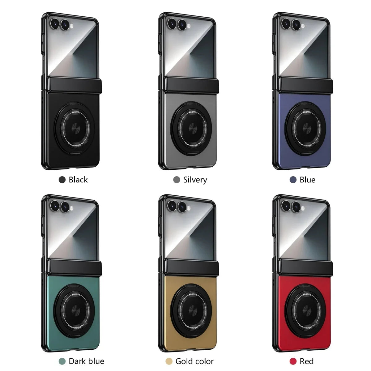 360° Rotating Ring Stand Magnetic Hinge Protective Phone Case for Samsung Galaxy Z Flip 8 7 FE 6 5 4 3 with Screen Film Cover