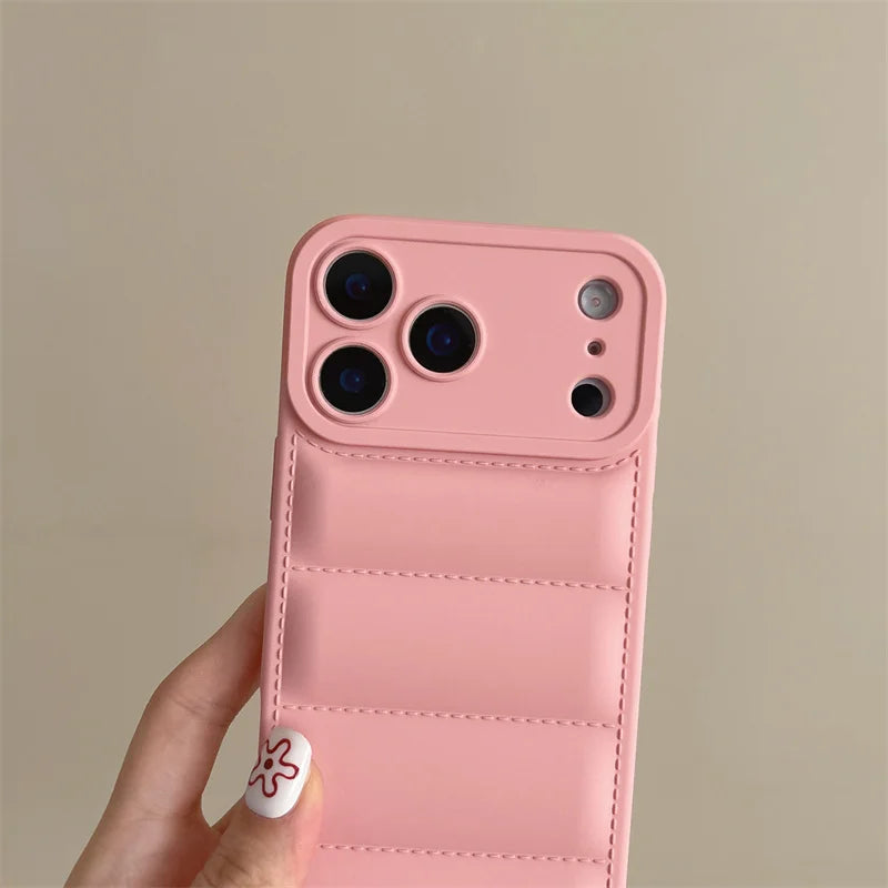 Luxury Down Jacket Puffer Wrist Strap Phone Case for Samsung Galaxy S25 Edge S24 S23 S22 S21 S20 FE Plus Ultra Soft Cover