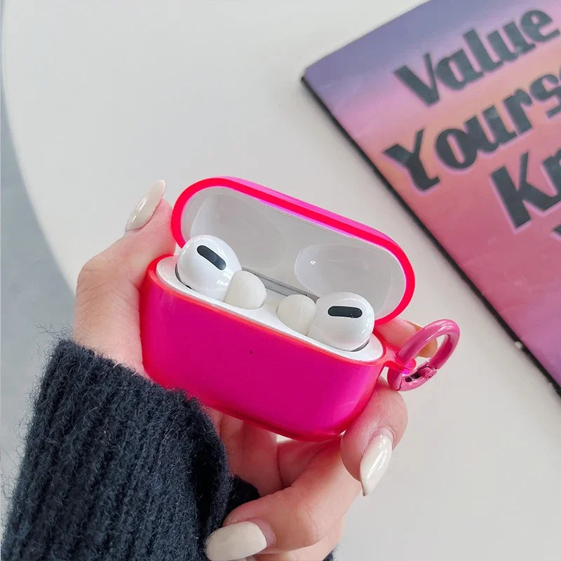 Fluorescent Candy Color Earphone Cover For Apple AirPods Pro 3 Air Pods 4 2 1 Crystal Clear Soft TPU Transparent Protective Case
