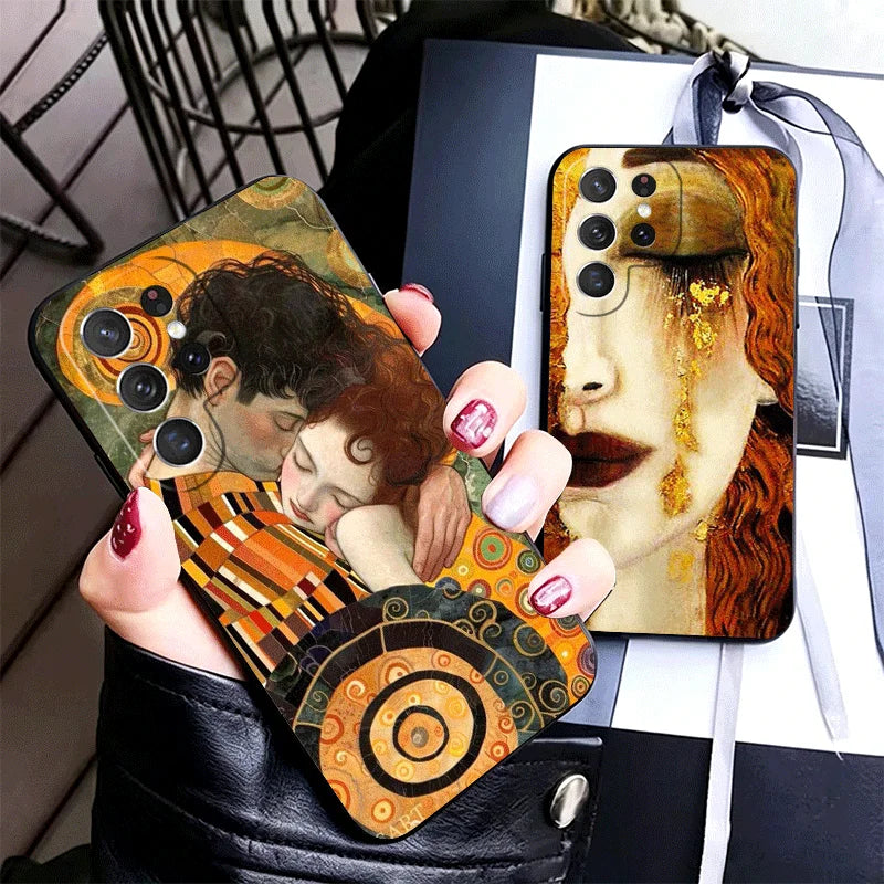 Kiss By Gustav Klimt Art Soft Phone Case for Samsung Galaxy S26 S25 Edge S24 Ultra S23 Plus S22 S21 FE S20 Black Cover Back Shel