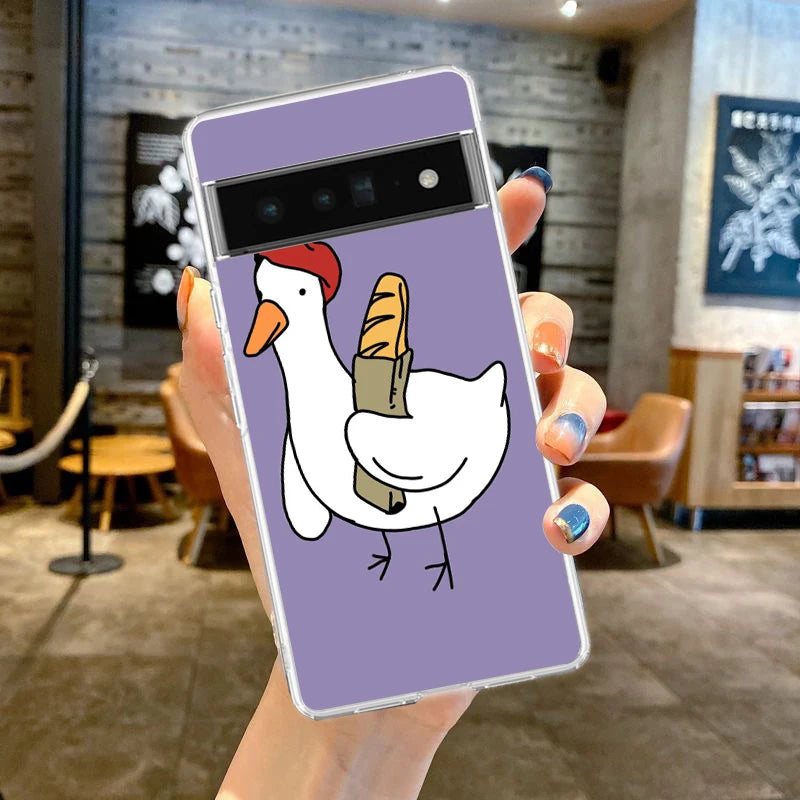 Phone Case Cover for Google Pixel 10 9 8 7 6 5 4 4XL Soft TPU 7A 6A 5A 4A 3A Pro XL 5G Transparent Shell Cute Goose Duck Game