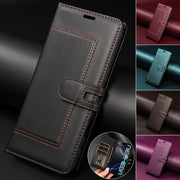 Business Leather Flip Phone Case for iPhone 17 Pro Max Air 16E 16 15 14 13 12 11 Pro XS XR Max Plus SE Card Wallet Pocket Cover