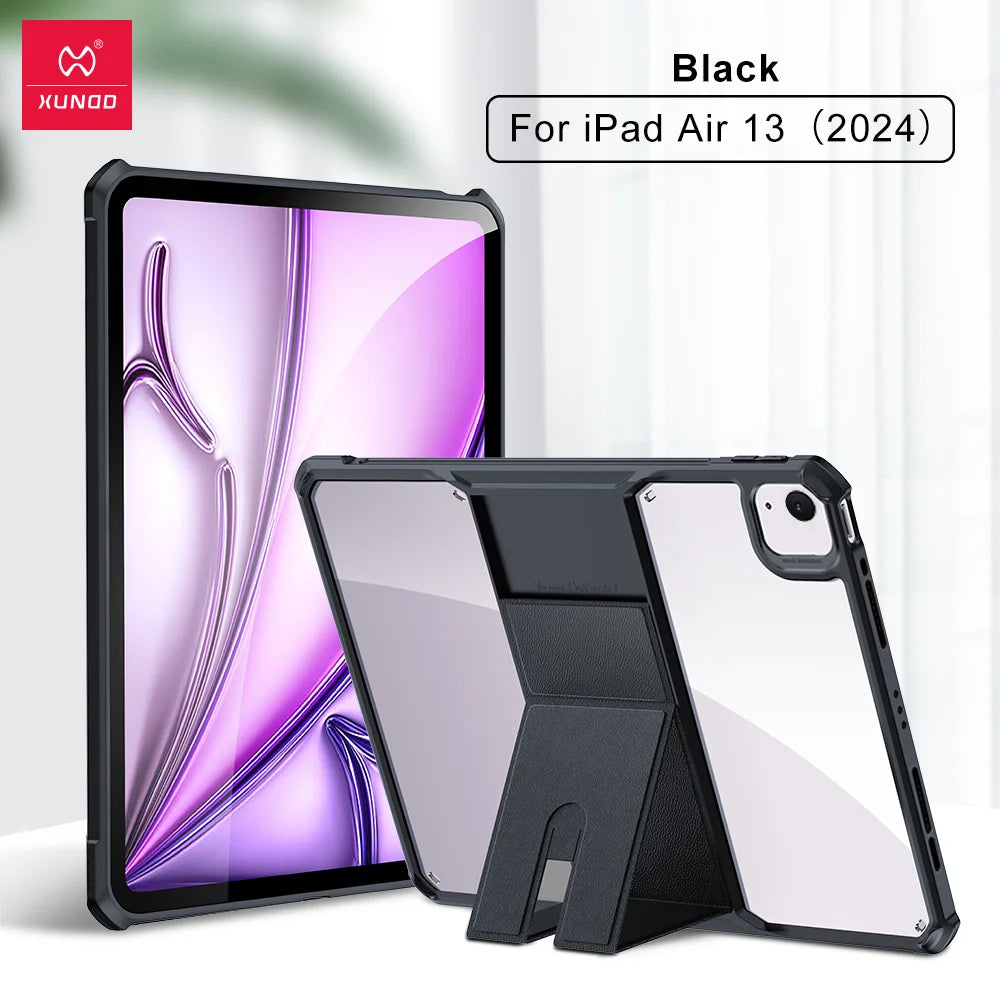 Xundd Tablet Cases For iPad Air iPad Pro 11 13 inch 2024 Shockproof Bumper Protective Case Transparent Back Cover With Holder