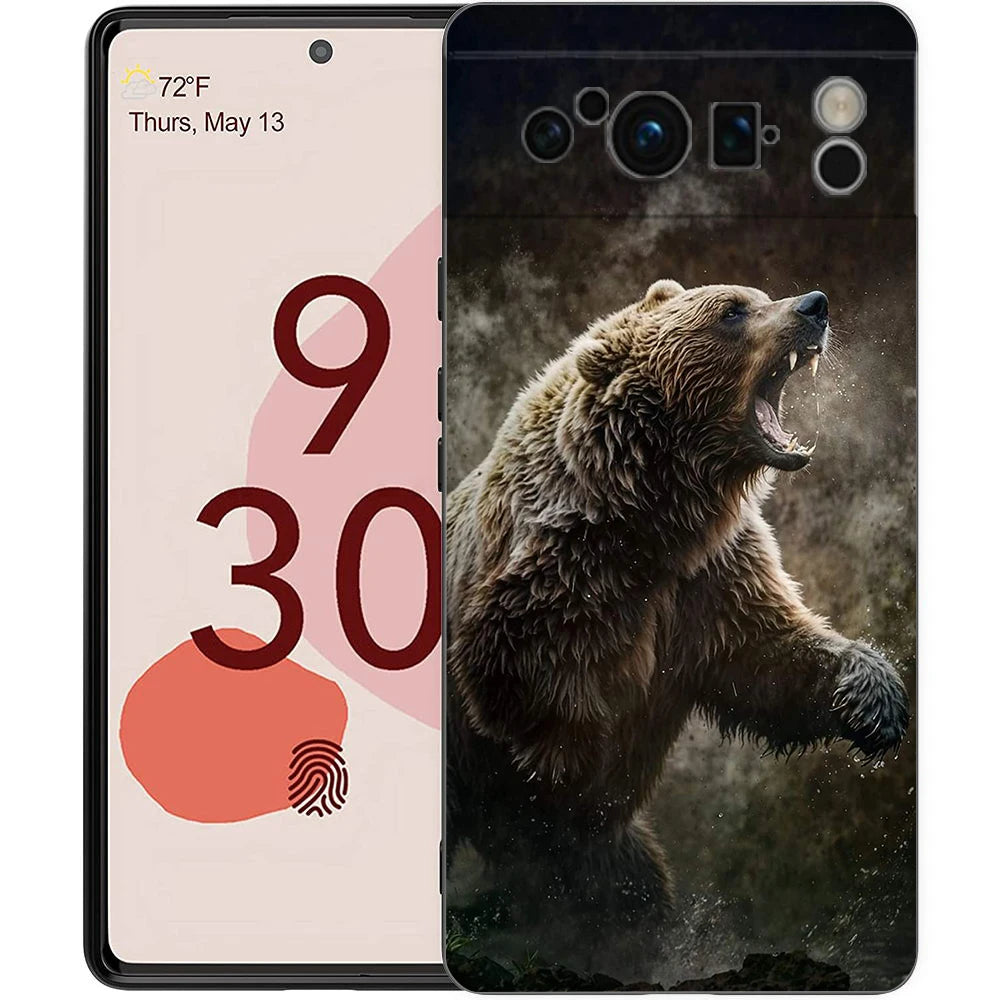 Cartoon Animal Bear Fox Squirrel Phone Case For Google Pixel 10 9 8 7 6 Pro XL 9A 8A 6A 7A 5G Soft Shockproof TPU Black Cover