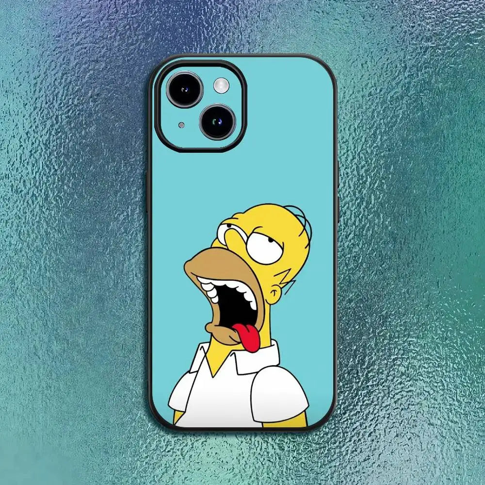 Anime T-The S-Simpsons-s Phone Case For IPhone 17 12 13 14 15 16Pro Max  Plus Classic black soft shell