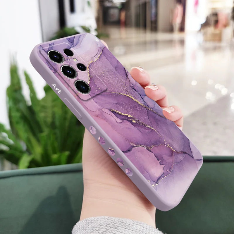 Gold Marble Phone Case For Samsung Galaxy S25 FE S24 S23 S22 S21 S20 S10 S10E Ultra Plus Note 20 Ultra 10 Plus Cover