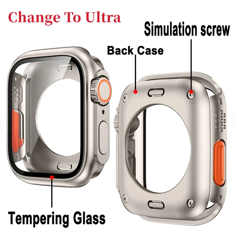 Screen Protector Cover for Apple Watch 46m 45mm 44mm 41 40mm Hard PC Front Rear Bumper Case iwatch 10 9 8 SE 7 6 Change To Ultra