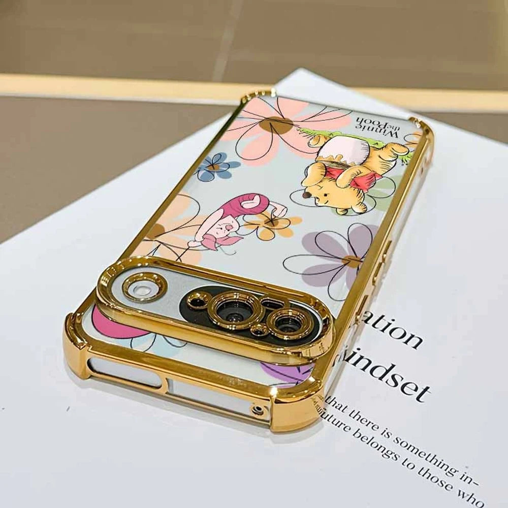 Winnie the Pooh Anime Phone Case For Google Pixel 10A 9A 9 8A 8 7A 7 Pro XL Plating Drop-proof Transparent Soft Cover