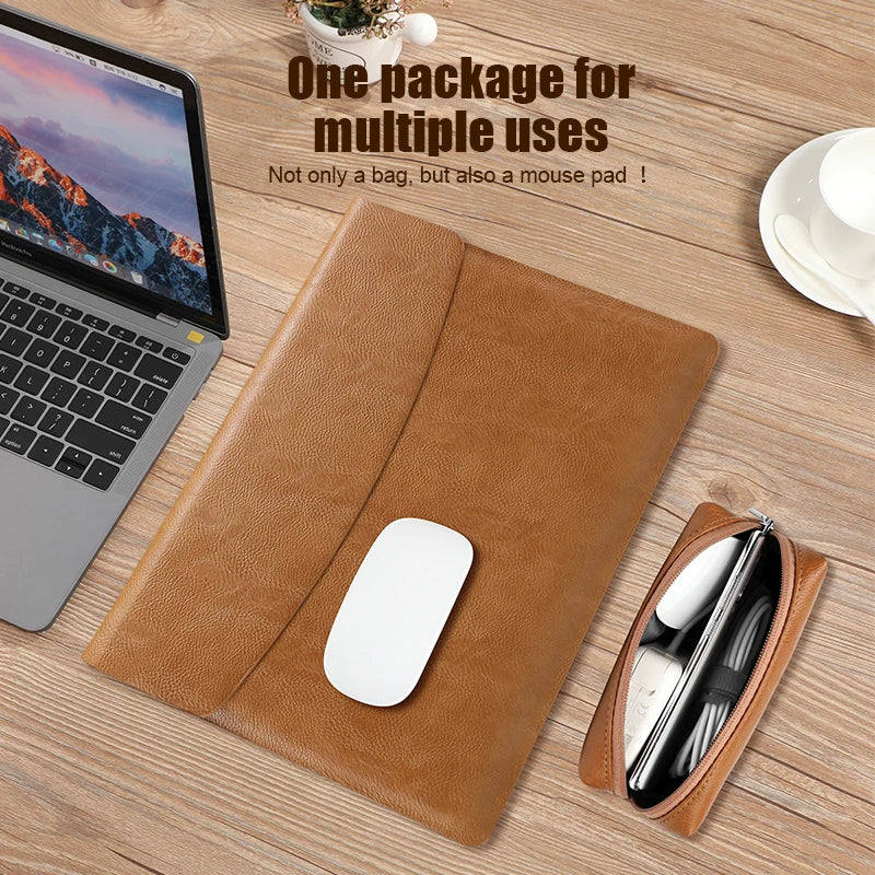 Computer Sleeve Case for ( MacBook Mac Book iPad ) Air M1 M2 13 14 15 6 16 Pro 12 9 11 Inch Cover Bag Pouch Briefcase Leather
