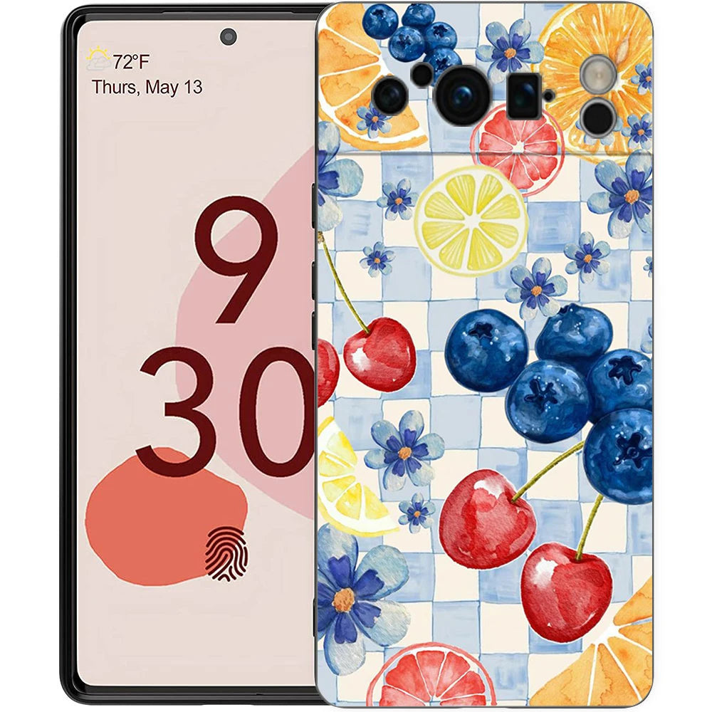 Fresh Summer Fruit Lemon Cherry Phone Case Cover for Google Pixel 10 9 8 7 6 7A 6A Pro Shockproof Soft TPU 9 Pro XL Shell Capas