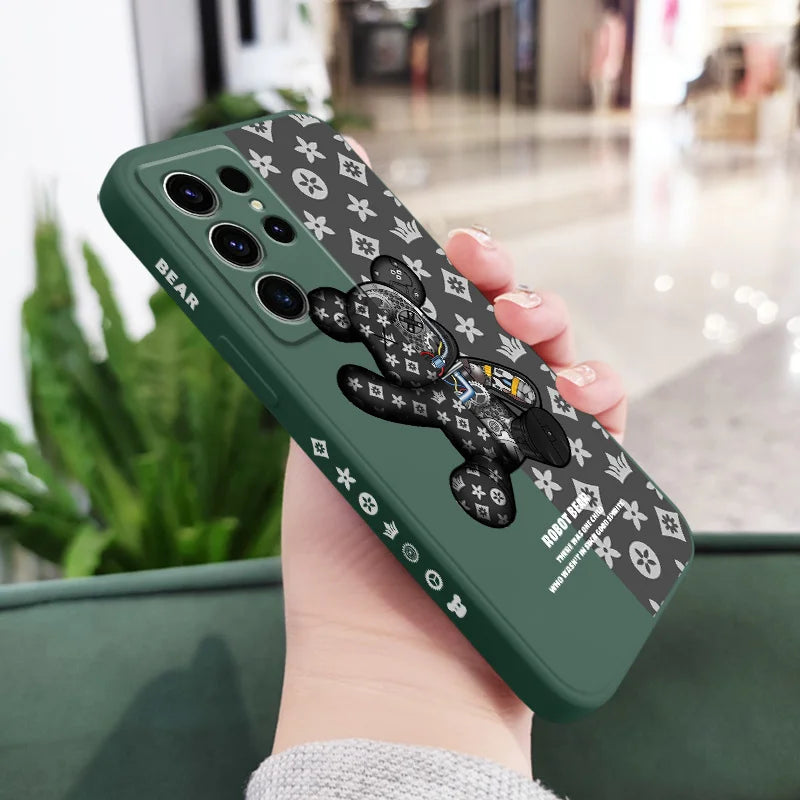 Printed Cute Bear Phone Case For Samsung Galaxy S25 S24 S23 S22 S21 S20 S10 S10E Ultra Plus FE Note 20 Ultra Plus Cover