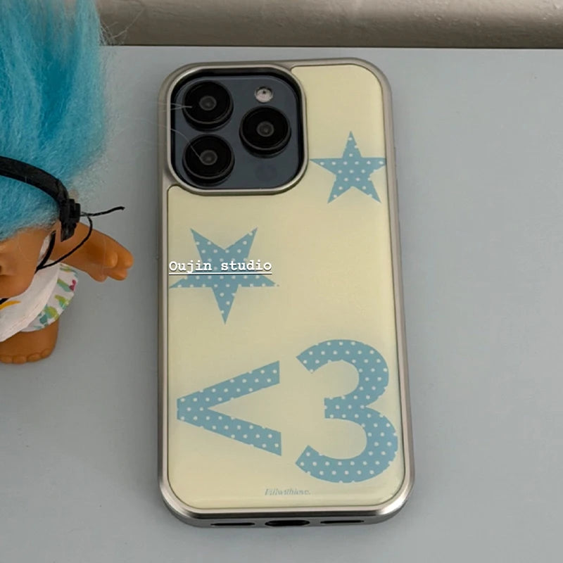 Korean Ins Cute Polka Dots Stars Phone Case for iPhone 17 16 15 14 13 12 11 Air Pro Max Plus Luxury Clear Soft Back Cover