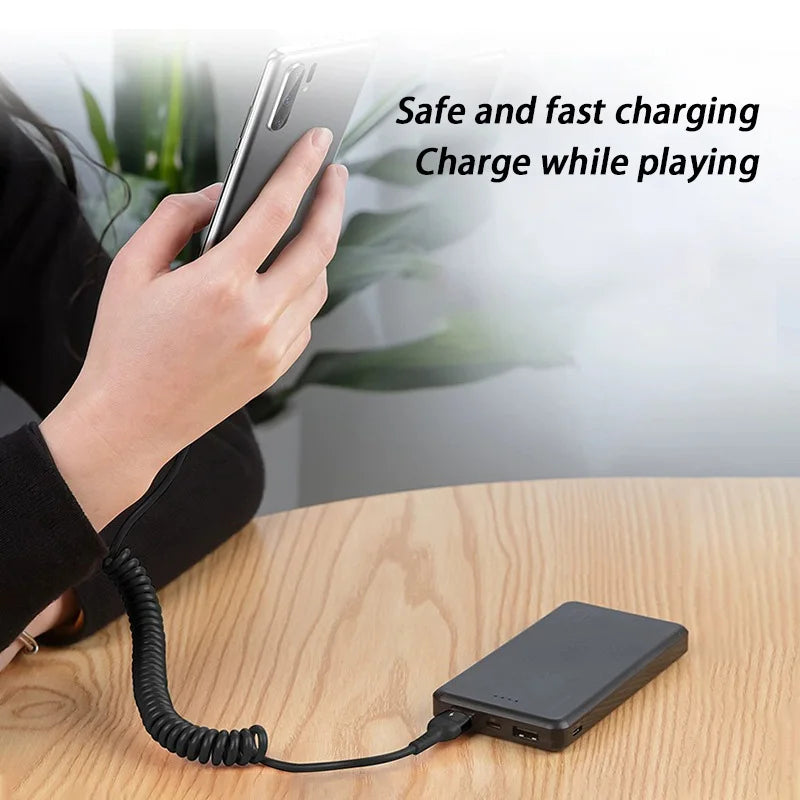 Spring Pull Telescopic Data Cable 5A 66W USB To Type-C/Dual Type-C Fast Charging Cable For  Car 1M 1.8M 2M For iphone17 Xiaomi17