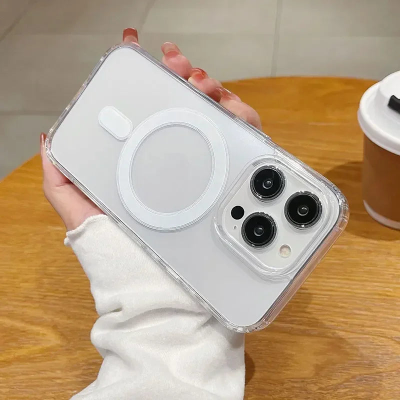 For Magsafe Magnetic Case For iPhone 16 15 11 13 12 14 Pro Max XR X XS Plus Magnetic Wireless Charging Phone Cases Clear Cover